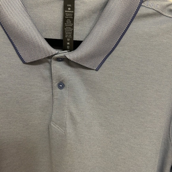 Lululemon Polo Shirt Men's XXL Light Blue Short Sleeve Wicking Stretch - Picture 11 of 12
